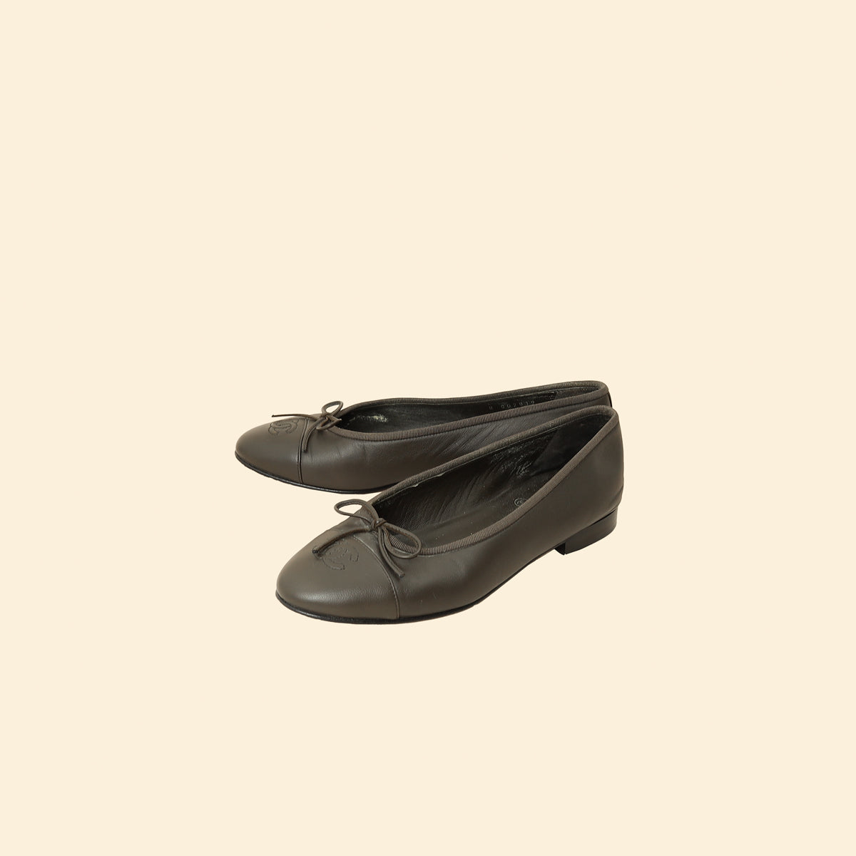Chanel Brownish Grey CC Ballet Flats 38-Chanel-THE CLOSET