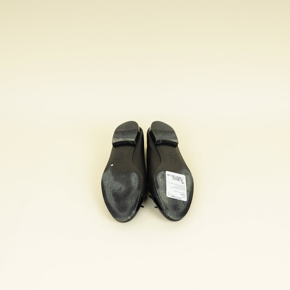 Chanel Black CC Cap Toe Flat Ballerina 38