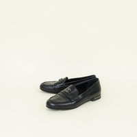 Chanel Black CC Chain Mocassin Loafers 38C