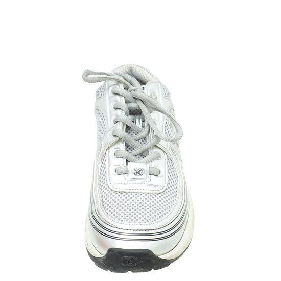 Chanel Silver CC Runner Sneaker 38