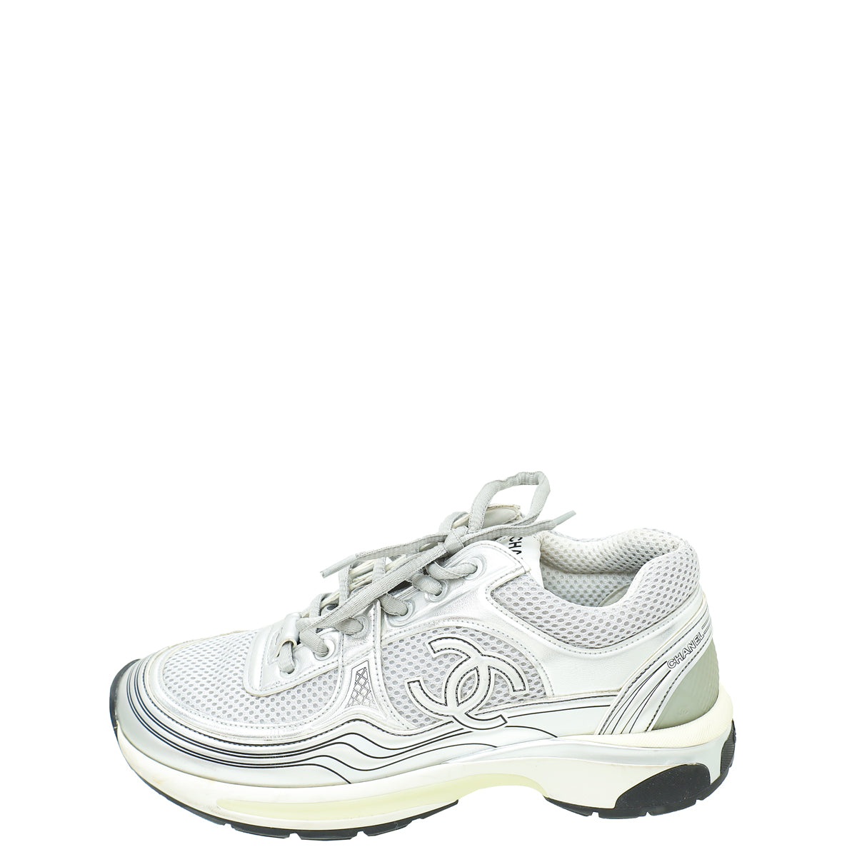 Chanel Silver CC Runner Sneaker 38