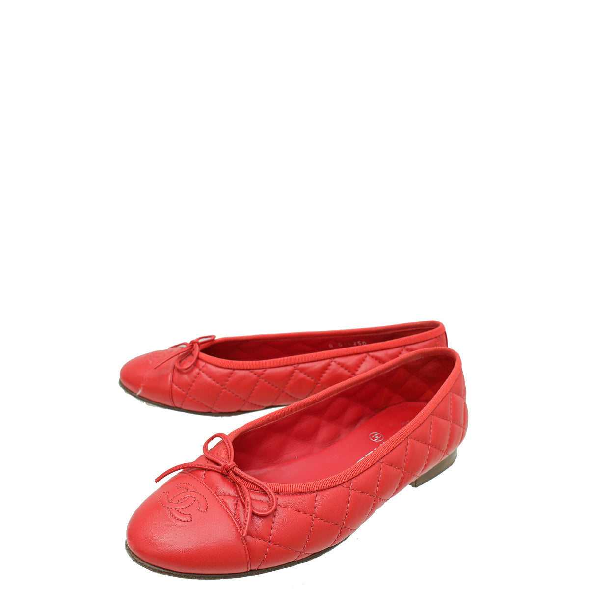Chanel Red CC Cap Toe Quilted Flat Ballerina 38-Chanel-THE CLOSET