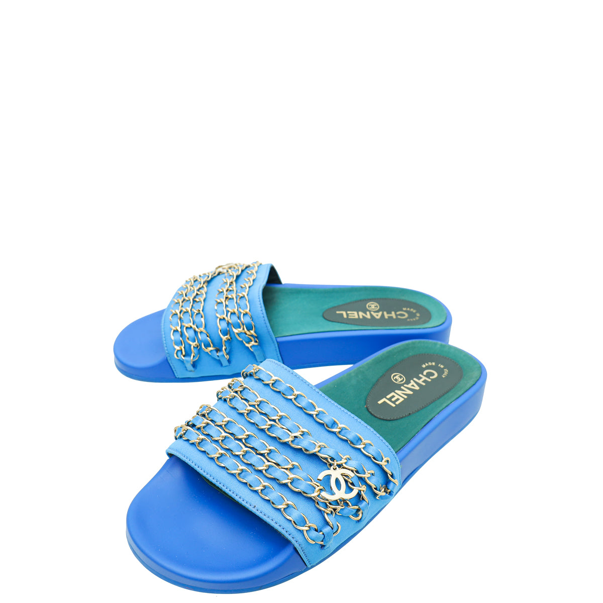 Chanel Bicolor CC Chain Slide Pool Sandal 38-Chanel-THE CLOSET