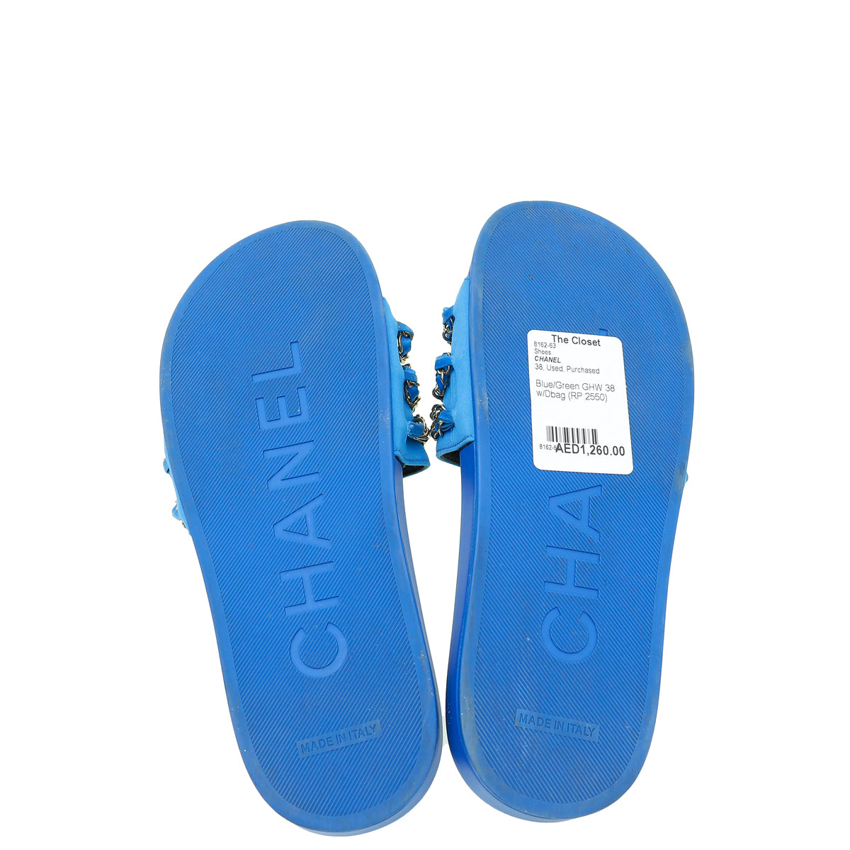 Chanel Bicolor CC Chain Slide Pool Sandal 38