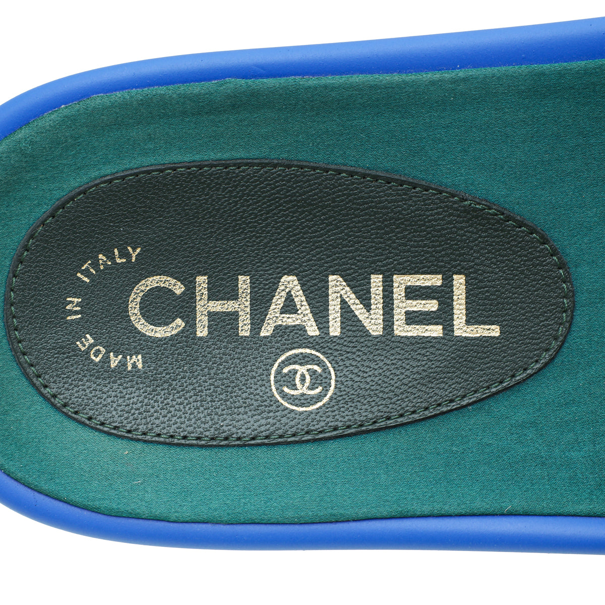 Chanel Bicolor CC Chain Slide Pool Sandal 38