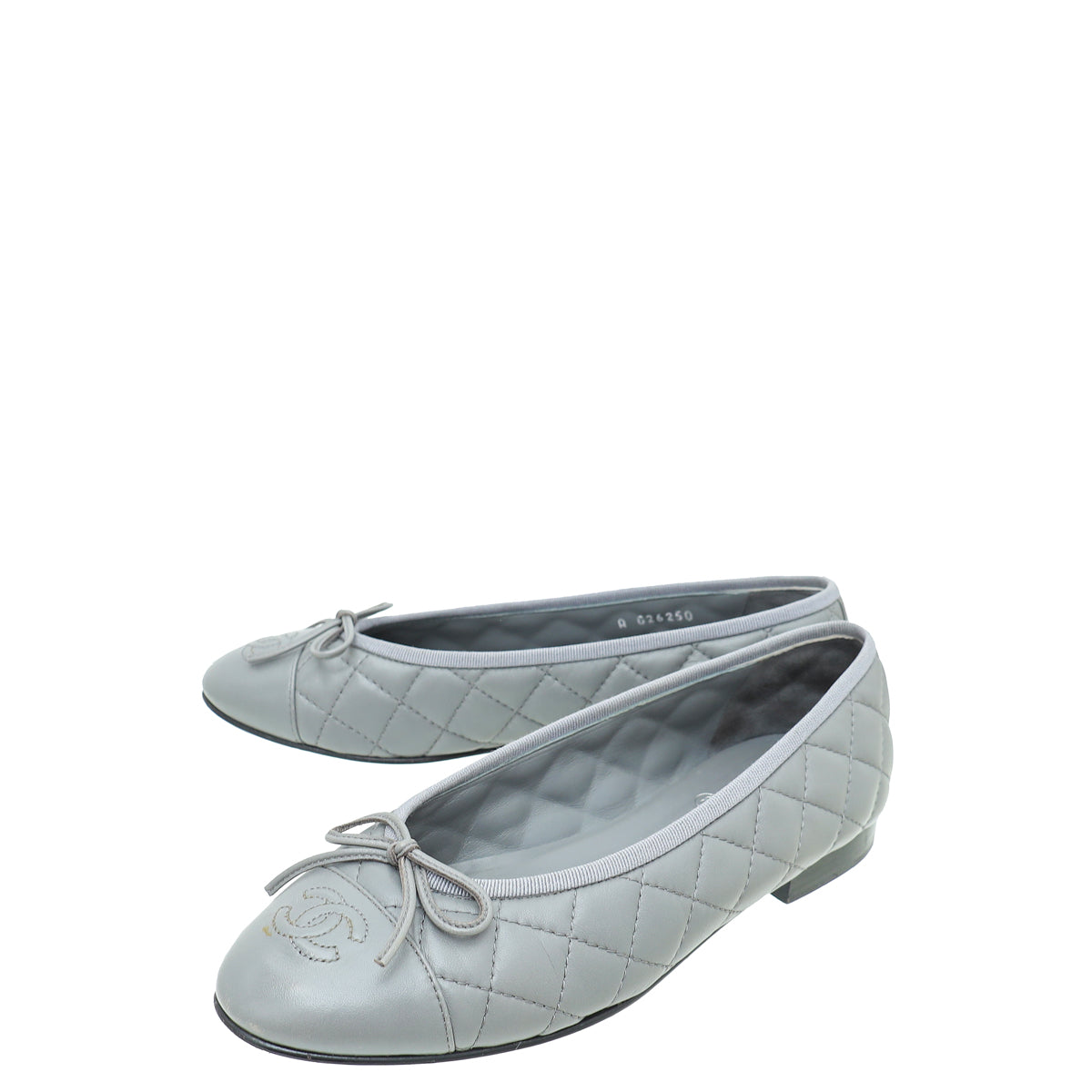 Chanel Grey CC Quilted Ballerina Flats 38-Chanel-THE CLOSET