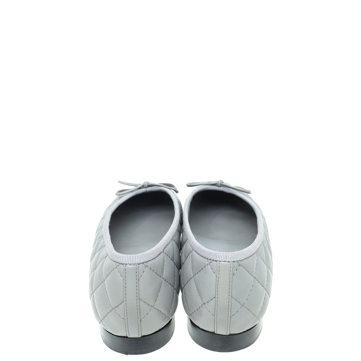 Chanel Grey CC Quilted Ballerina Flats 38