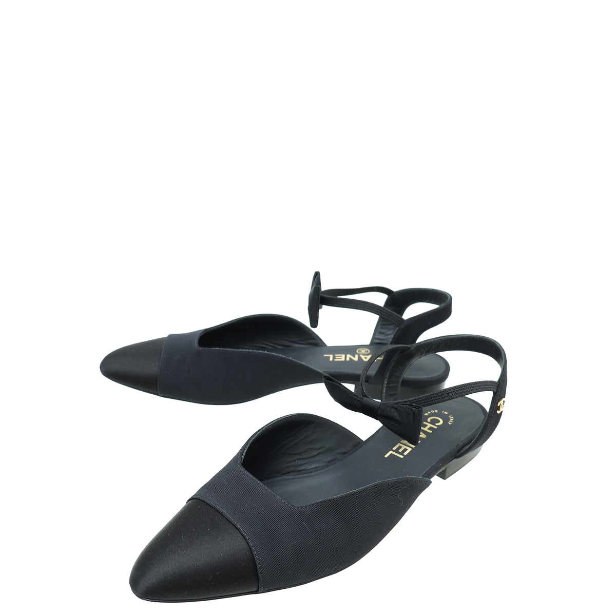 Chanel Black Bow Flat Ankle Strap 38-Chanel-THE CLOSET