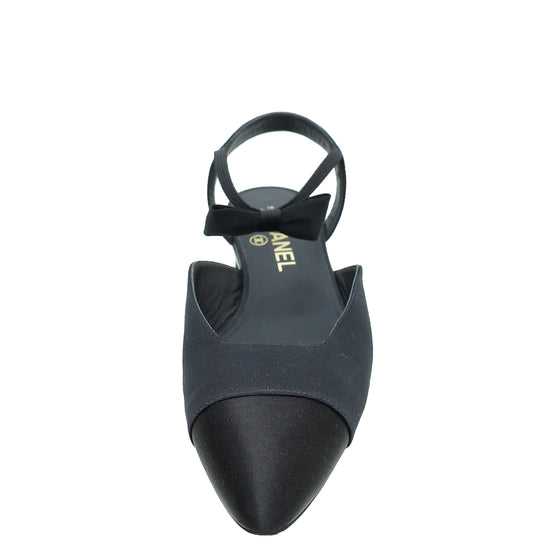 Chanel Black Bow Flat Ankle Strap 38 – The Closet