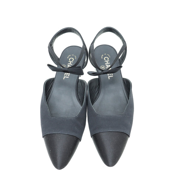 Chanel Black Bow Flat Ankle Strap 38