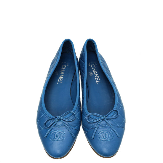 Chanel Blue CC Cap Toe Ballerina Flats 39