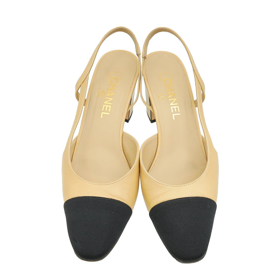 Load image into Gallery viewer, Chanel Bicolor CC Cap Toe Slingback 39.5
