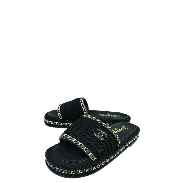 Chanel rope sandals black hot sale