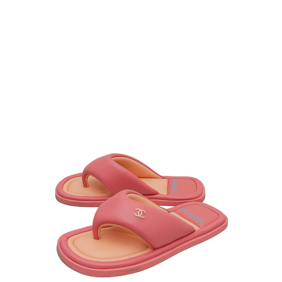 Chanel Pink CC Padded Pool Thong Sandals 39 – THE CLOSET