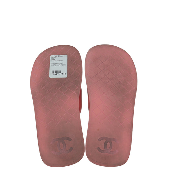 Chanel Pink CC Padded Pool Thong Sandals 39