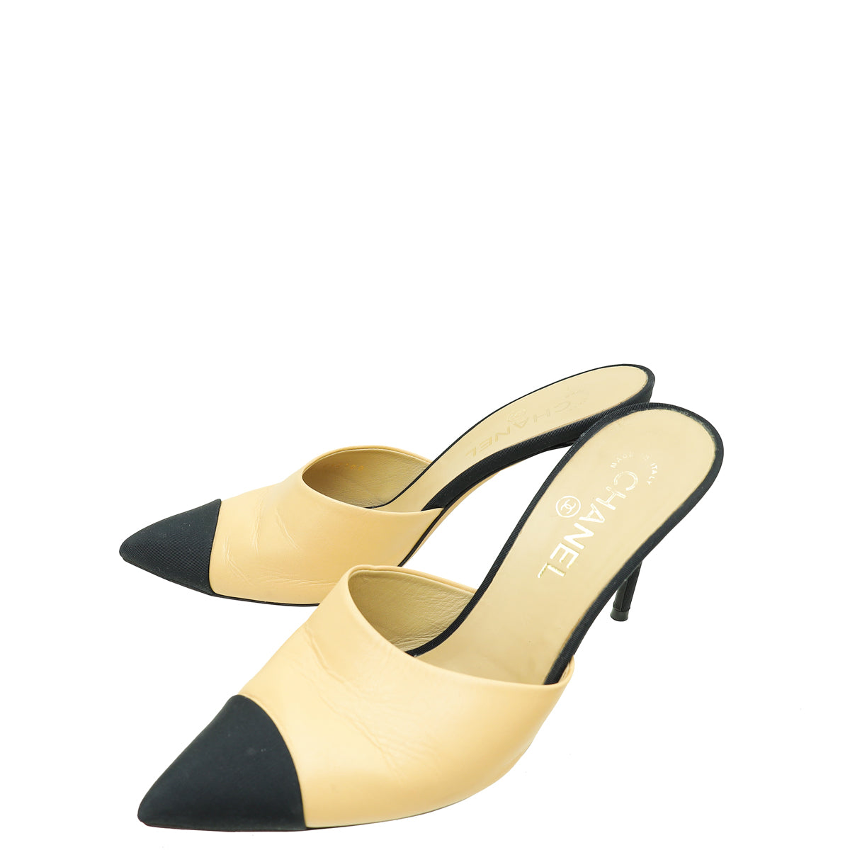Chanel Bicolor CC Pearl Heeled Mule 39-Chanel-THE CLOSET