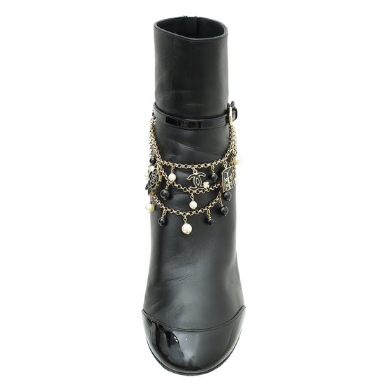 Chanel Black Charms Ankle Boots 39