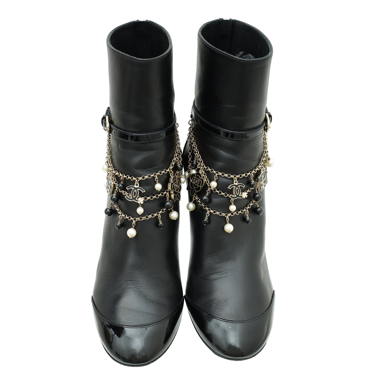 Chanel Black Charms Ankle Boots 39