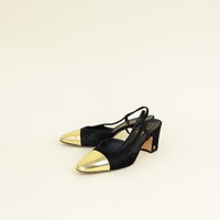 Chanel Bicolor Half d'Orsay Slingback Pumps 39