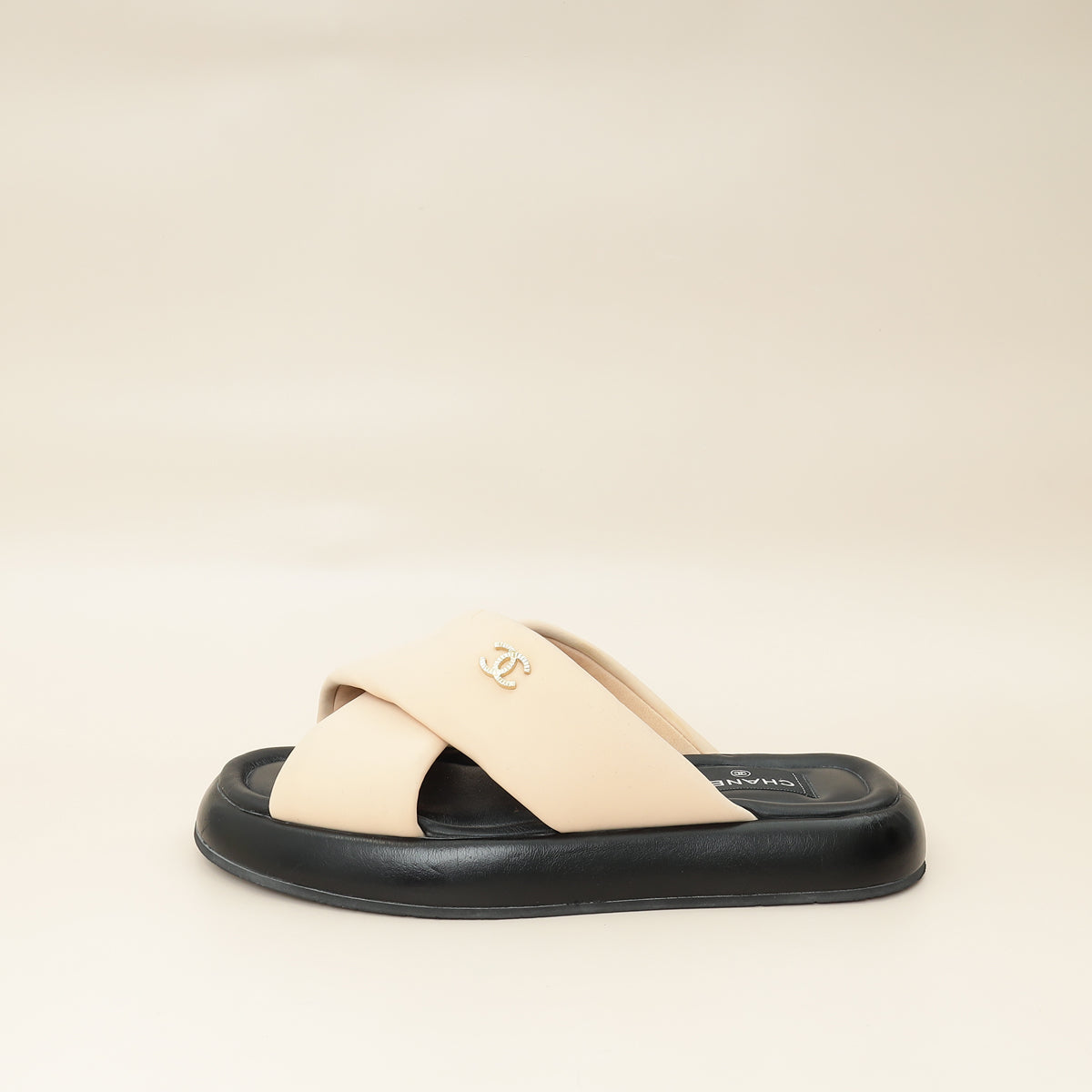 Chanel Bicolor Fabric CC Mules Sandals 39-Chanel-THE CLOSET