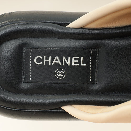 Chanel Bicolor Fabric CC Mules Sandals 39-Chanel-THE CLOSET