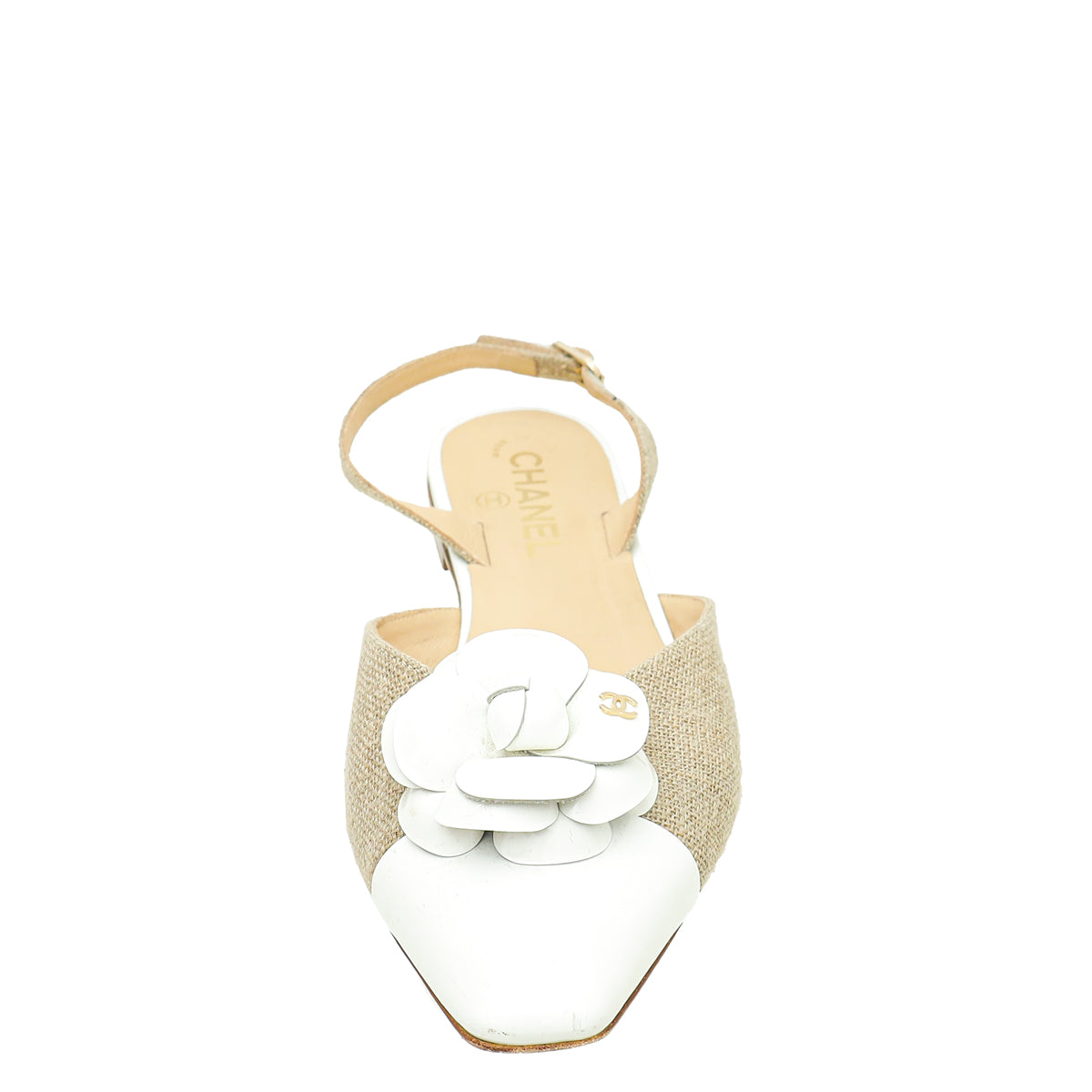 Chanel Bicolor CC Camellia Flower Flat Slingback 39-Chanel-THE CLOSET