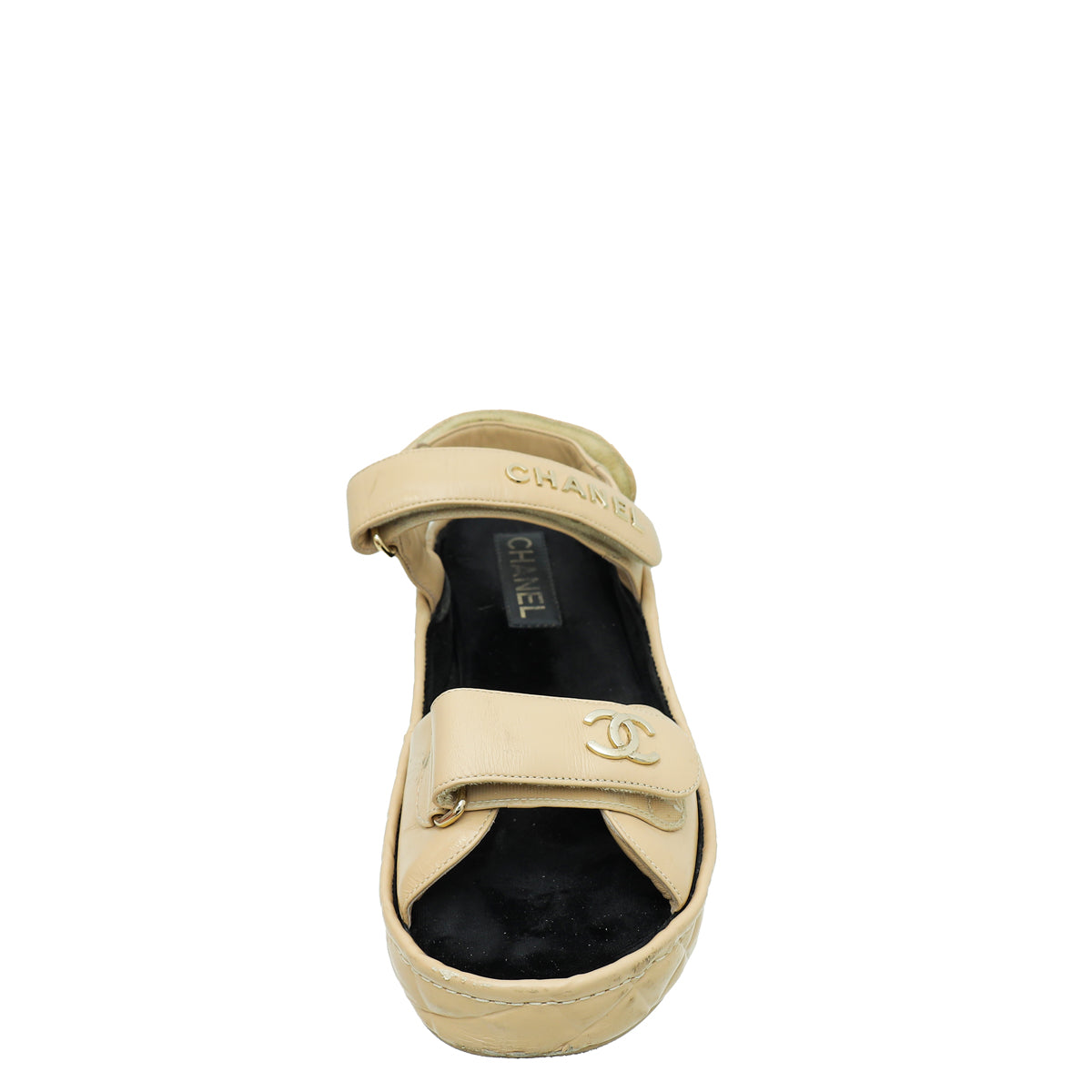 Chanel Beige CC Quilted Slides Sandal 39