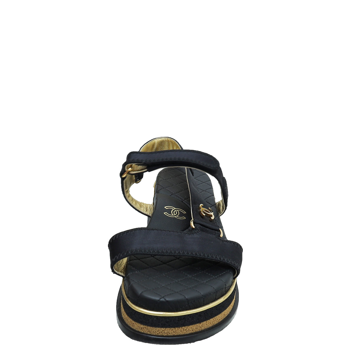 Chanel Black CC CC Velcro Strap Flat Sandals 40-Chanel-THE CLOSET