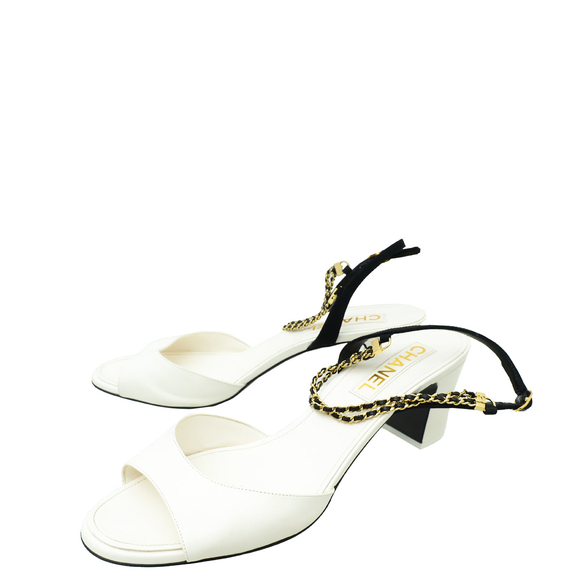 Chanel Bicolor CC Chain Block Sandal 40.5-Chanel-THE CLOSET