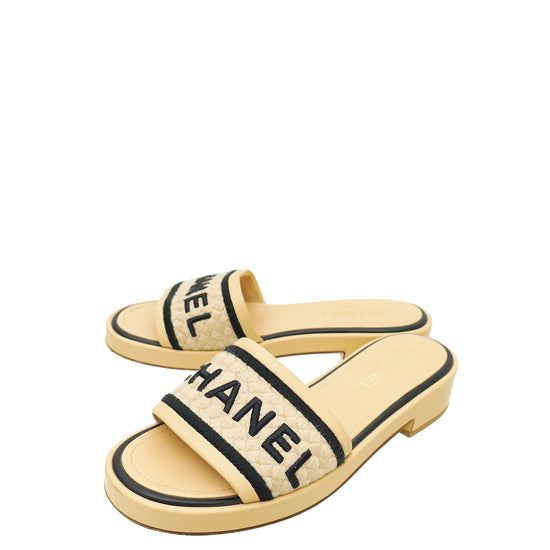 Chanel Bicolor CC Logo Slide Mules 40.5