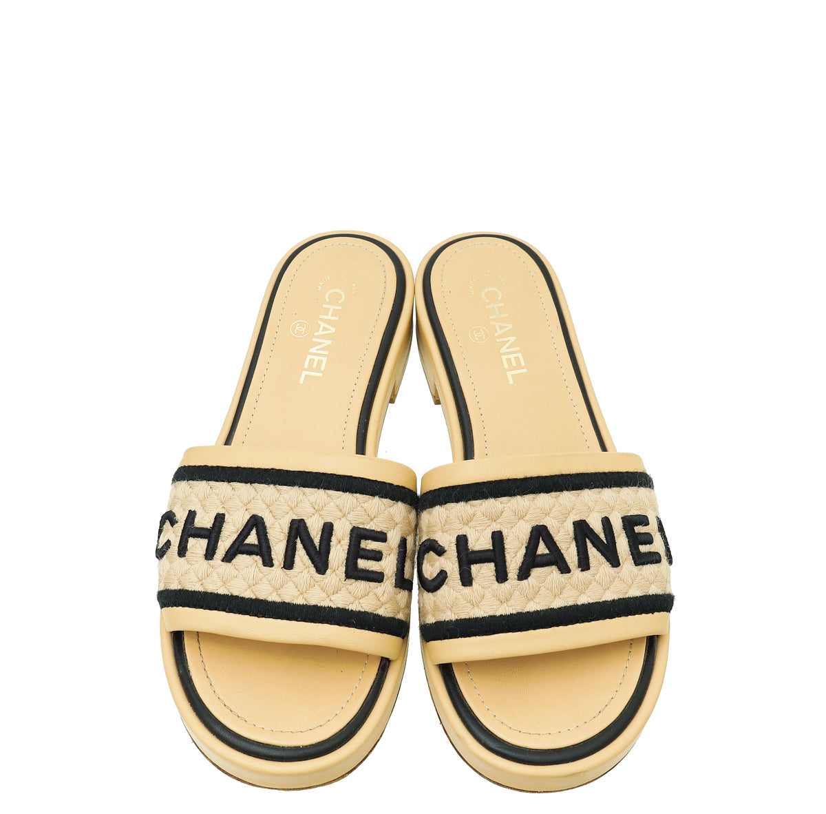 Chanel Bicolor CC Logo Slide Mules 40.5