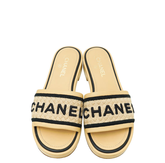 Chanel Bicolor CC Logo Slide Mules 40.5