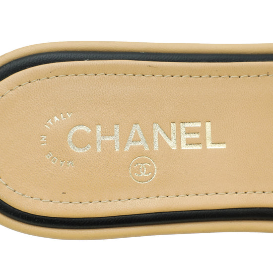 Chanel Bicolor CC Logo Slide Mules 40.5