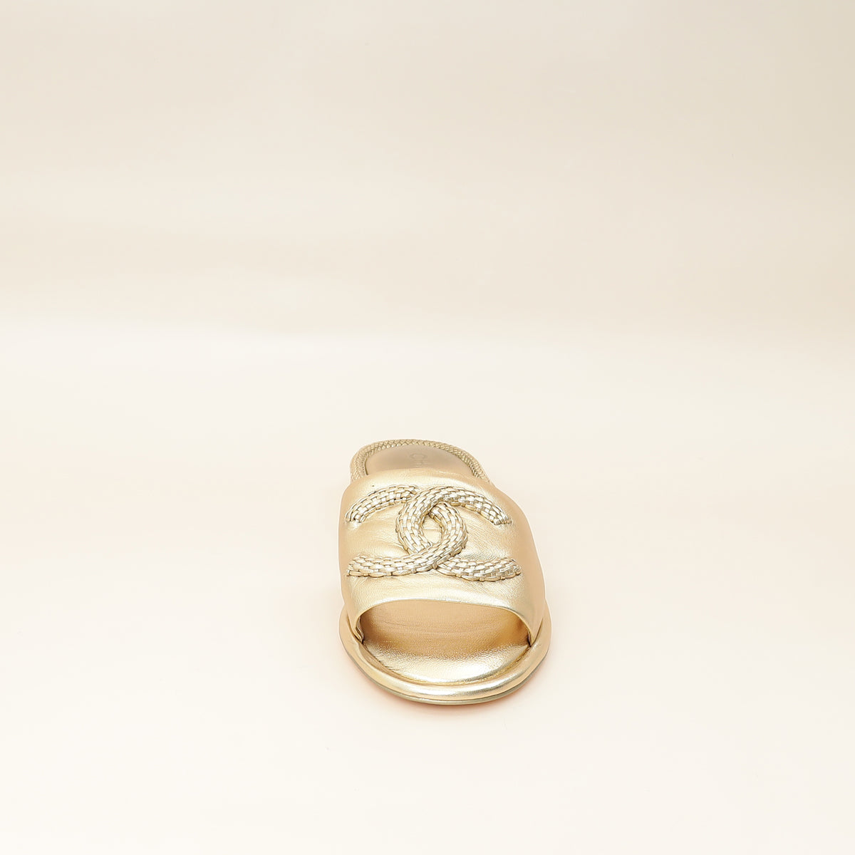 Chanel Metallic Gold CC Braided Slides Mules 40.5-Chanel-THE CLOSET
