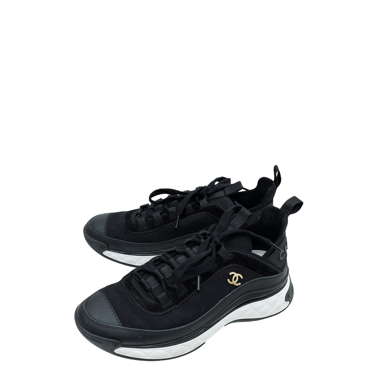Chanel Black CC Lace Up Sneakers 40-Chanel-THE CLOSET
