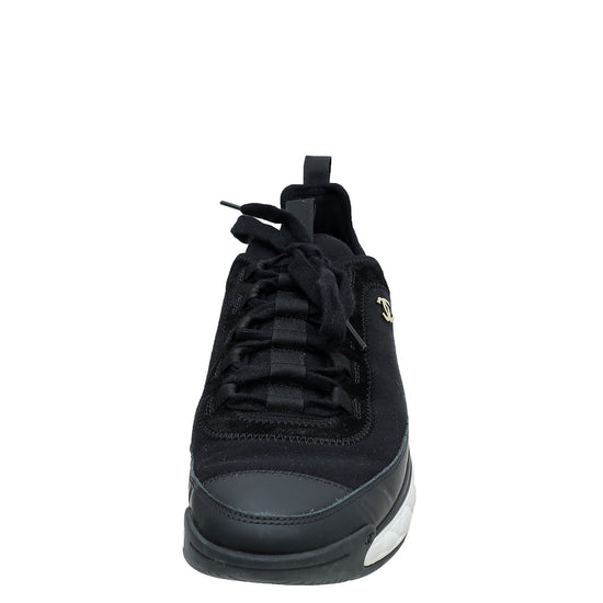 Chanel Black CC Lace Up Sneakers 40