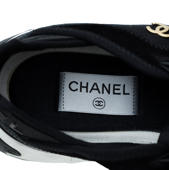Chanel Black CC Lace Up Sneakers 40