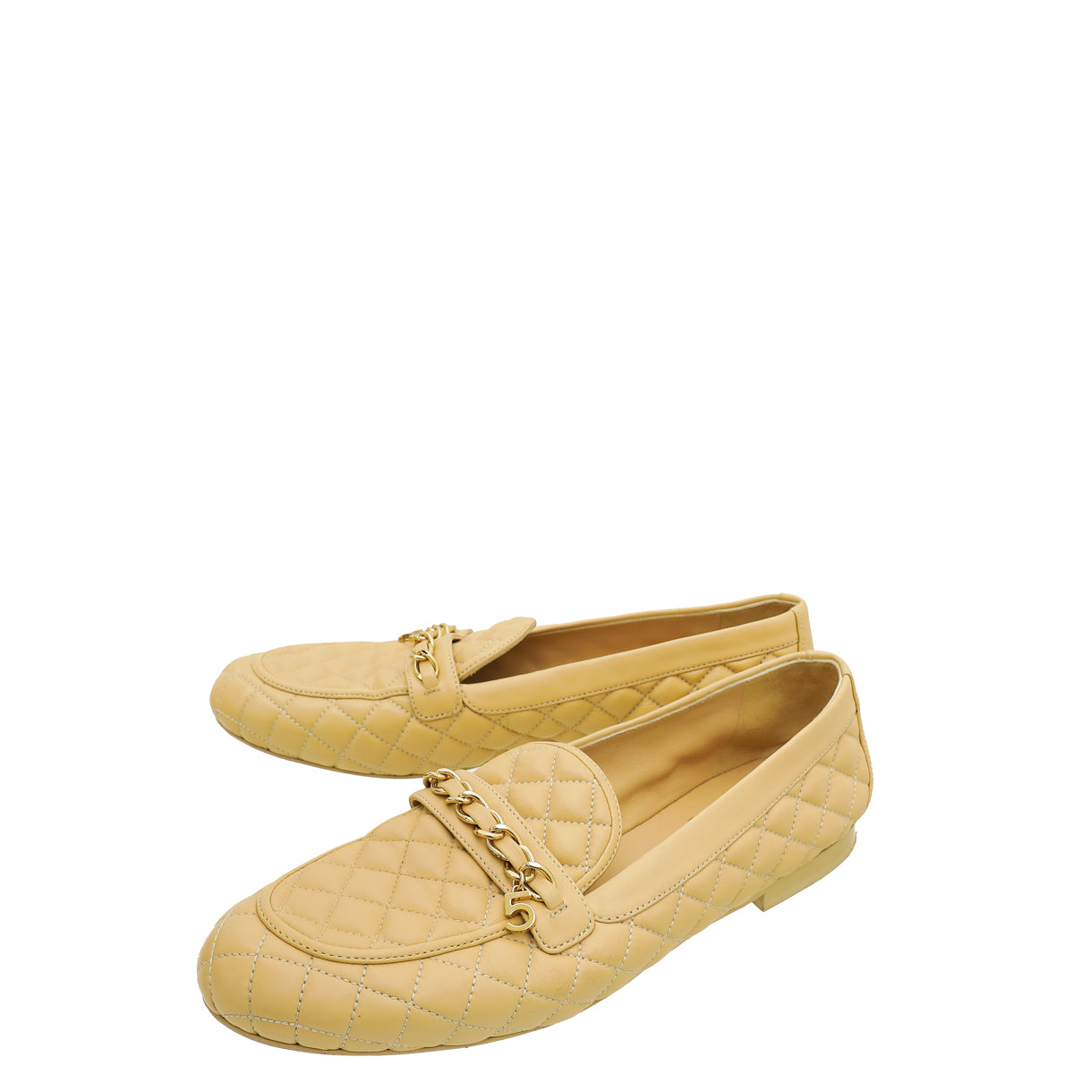 Chanel Beige CC 5 Charm Quilted Loafer 40-Chanel-THE CLOSET