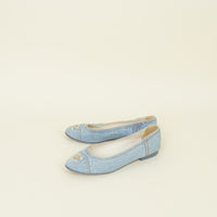 Chanel Light Blue CC Cap Toe Ballerina Flats 40