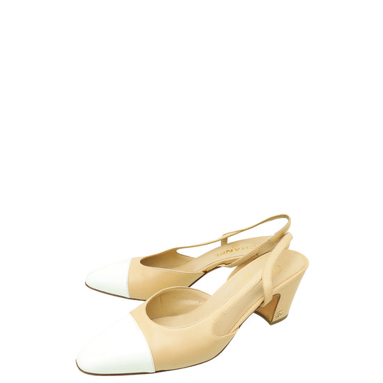 Chanel Bicolor CC Cap Toe Slingback 40