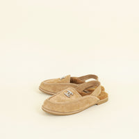 Chanel Dark Beige CC Slingback Loafers 40C
