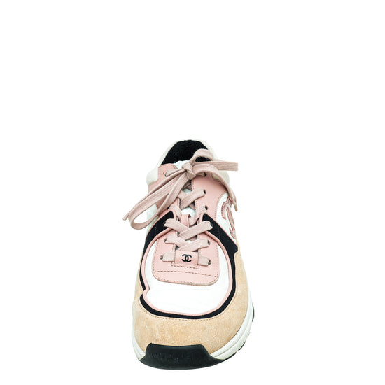 Chanel Tricolor CC Lace Up Sneakers 40
