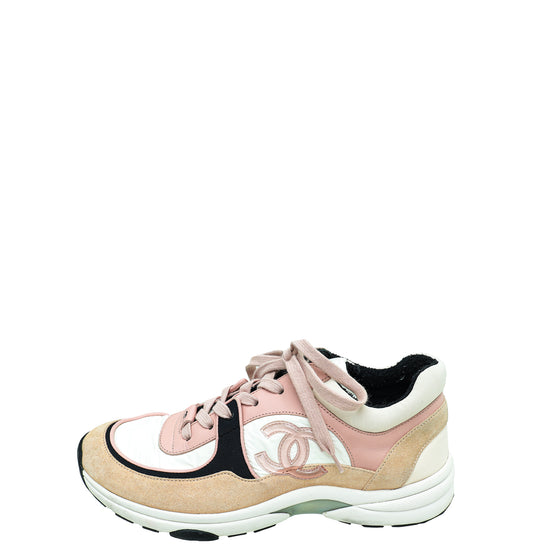 Chanel Tricolor CC Lace Up Sneakers 40