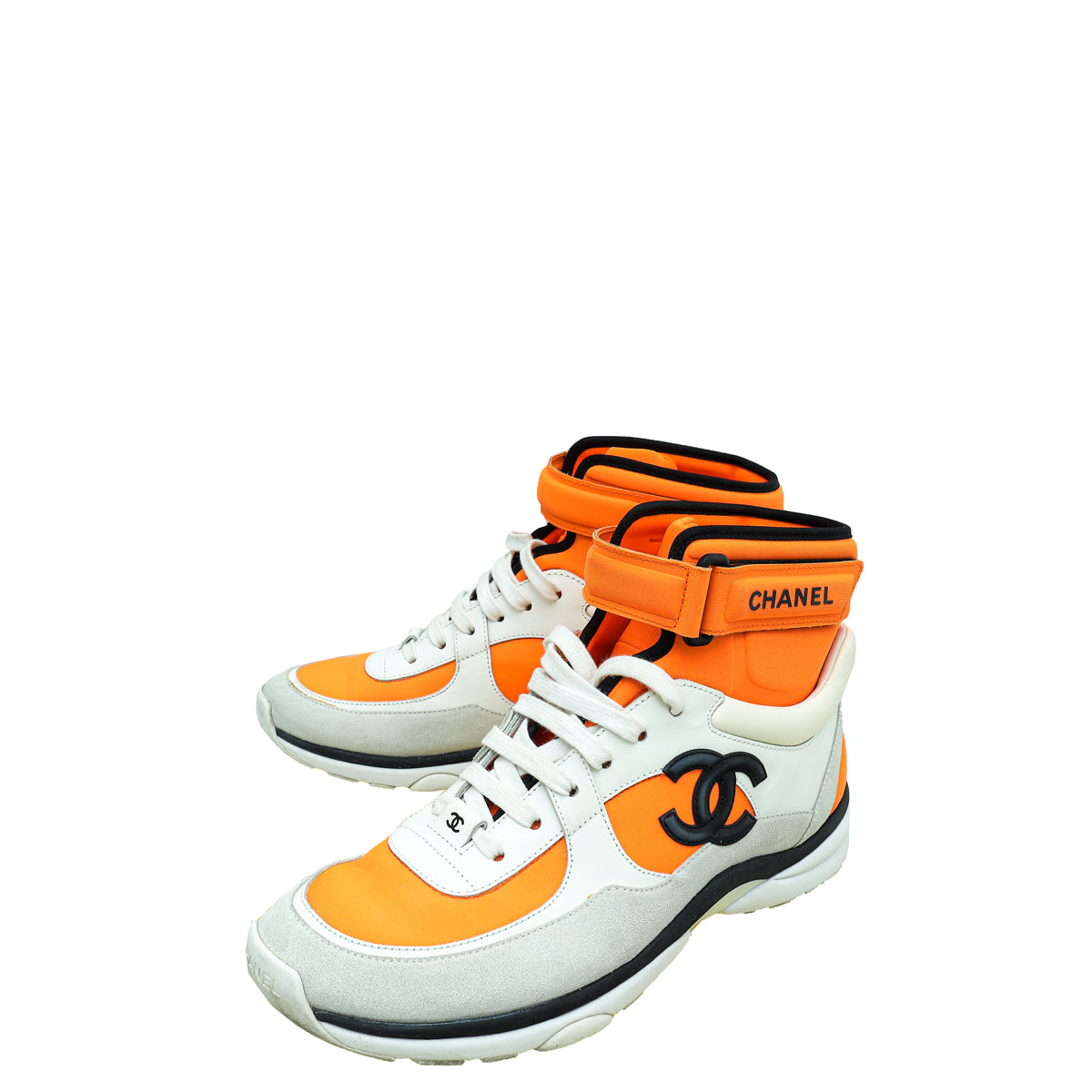 Chanel Tricolor CC High Cut Sneakers 40-Chanel-THE CLOSET