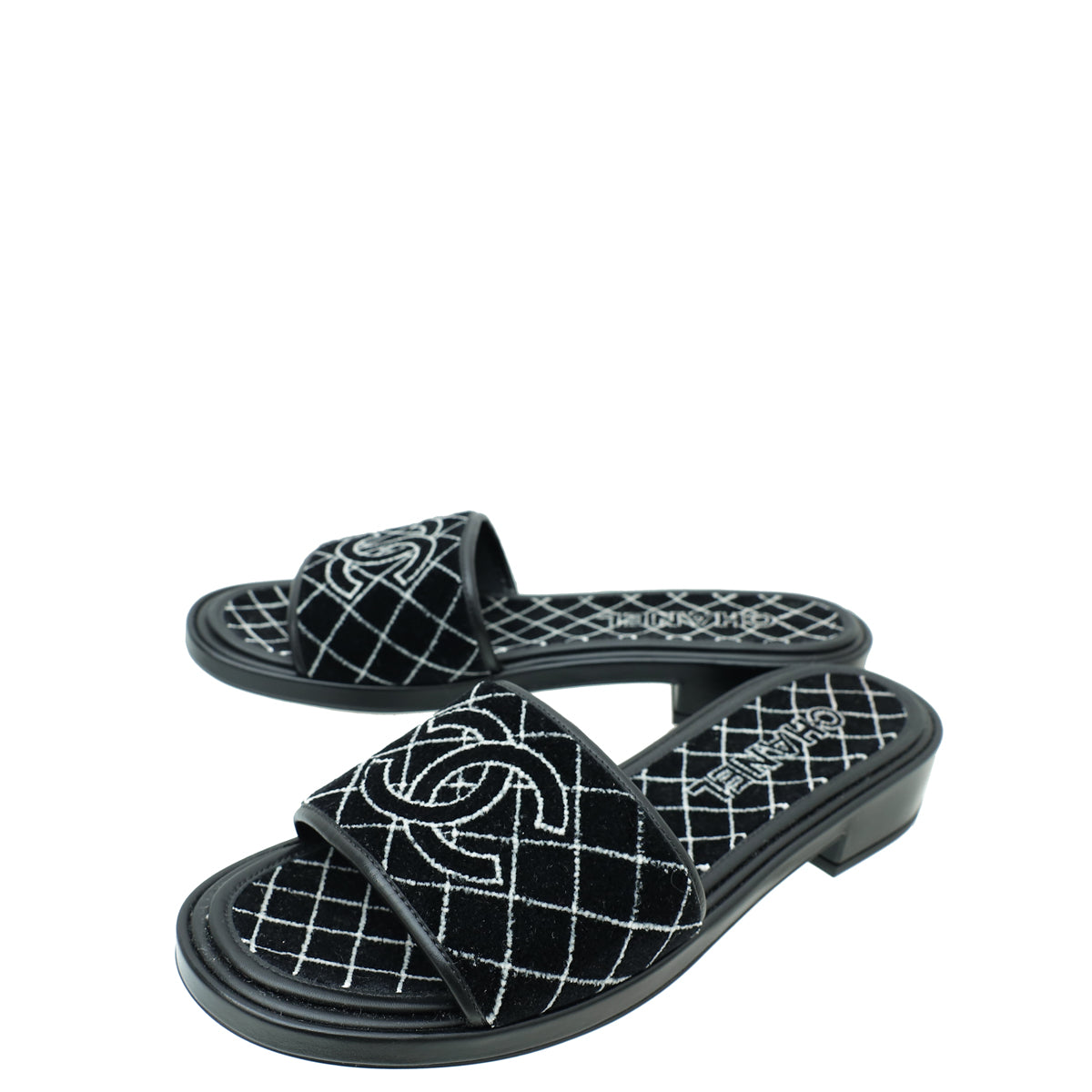 Chanel Black CC Quilted Shearling Slide Mules 41.5-Chanel-THE CLOSET