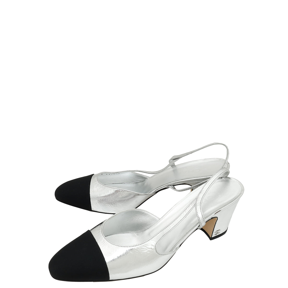 Chanel Bicolor CC Cap Toe Slingback Pump 41.5