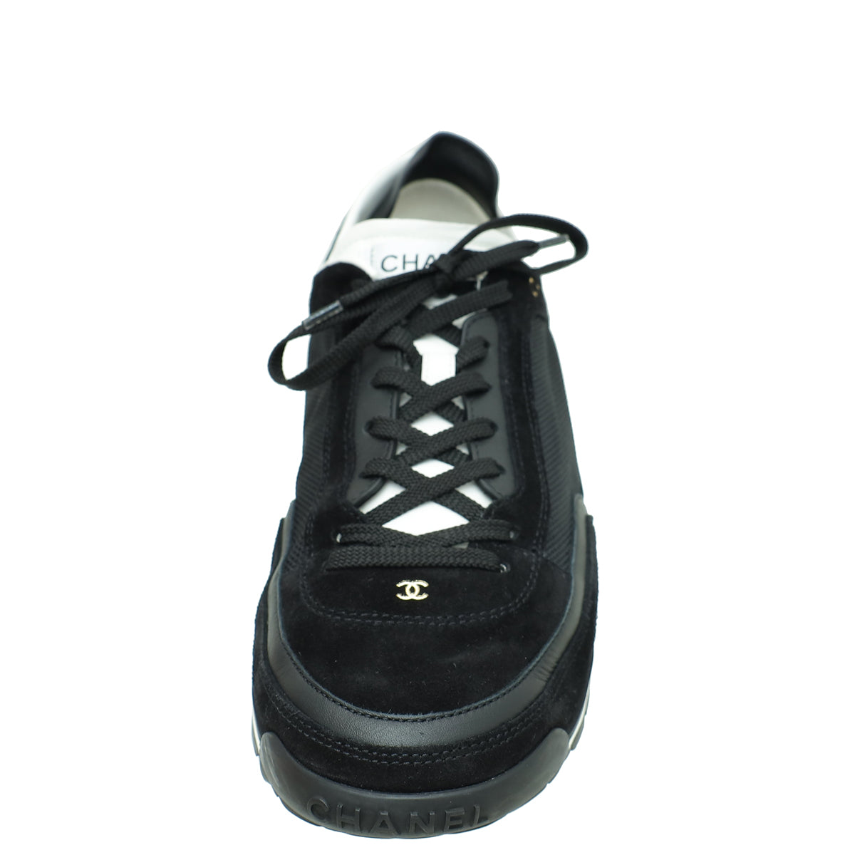 Chanel Black Lace Up Low Top Sneakers 41.5-Chanel-THE CLOSET