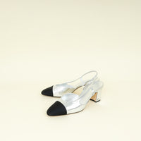 Chanel Bicolor CC Cap Toe Slingback Pump 41.5