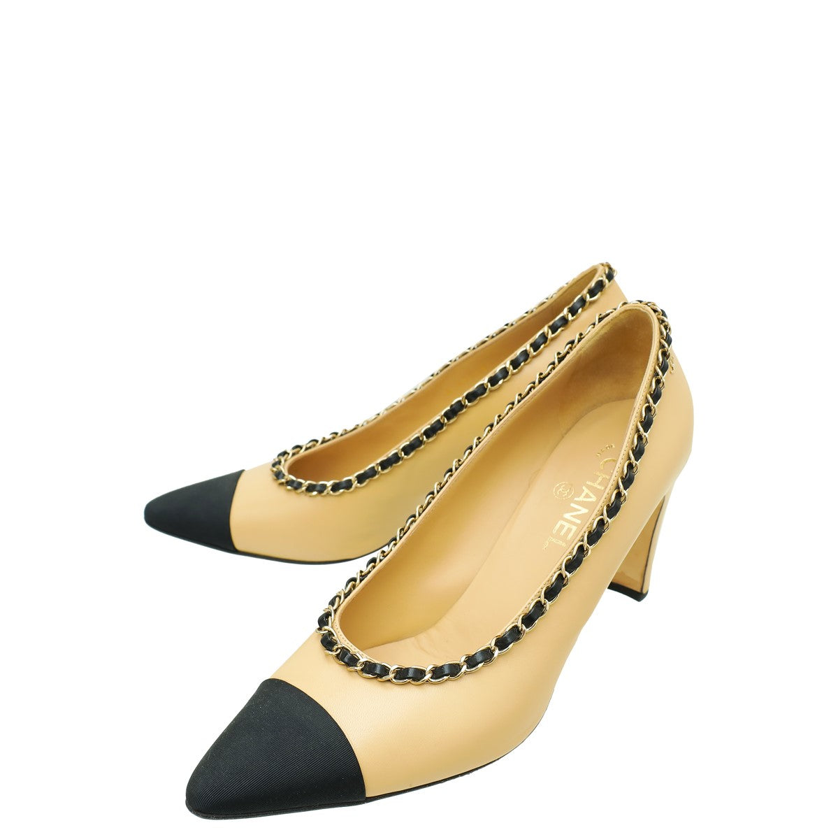 Chanel Bicolor Chain Detail Pumps 41.5-Chanel-THE CLOSET