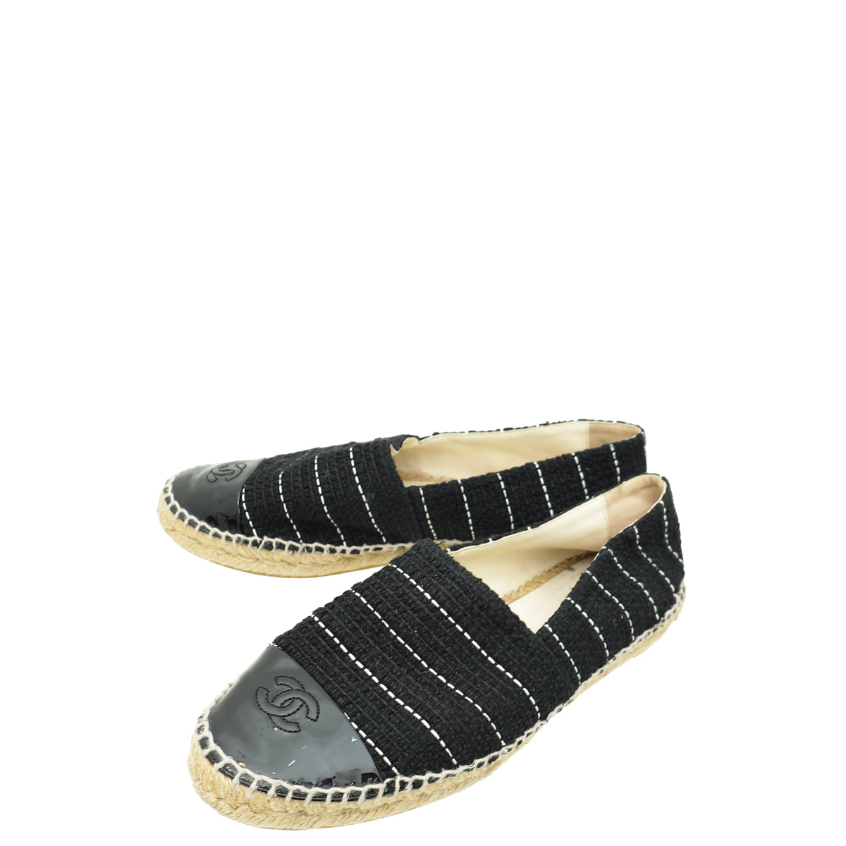 Chanel Black CC Cap Toe Tweed Espadrille 41-Chanel-THE CLOSET